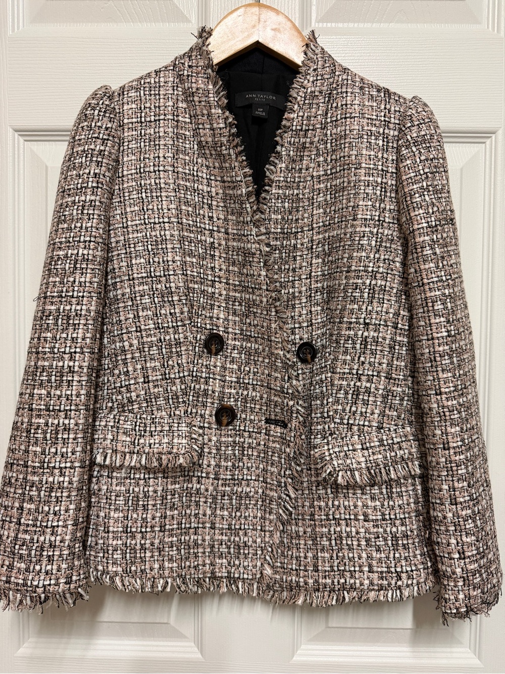 Ann Taylor Women's Blazer Jacket - Blush Tweed